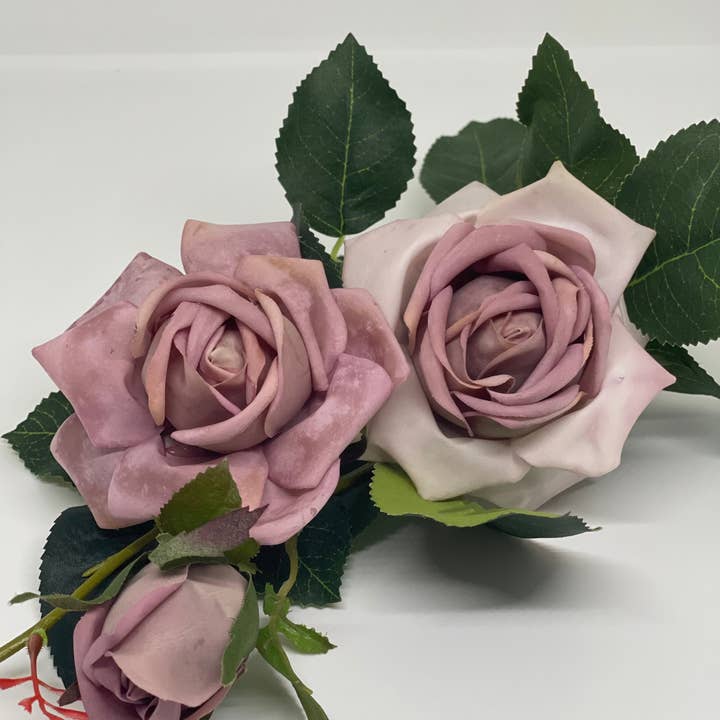 JKF & Co Pty Ltd - Wholesale Artificial flowers - Real Touch 3 Stem Roses Purple1