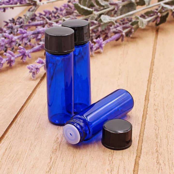 Matrix Aromatherapy - Wholesale Essential Oil Holder - 5ml Blue Glass Vials - 4 Pack