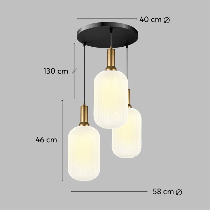 Eclipse Lighting - Wholesale Chandelier/Hanging Light - XL Amber Ribbed Glass Multi Pendant Light for Stairs, Mid-Century Modern Custom made Chandelier Light for Architects and Interior Designers11