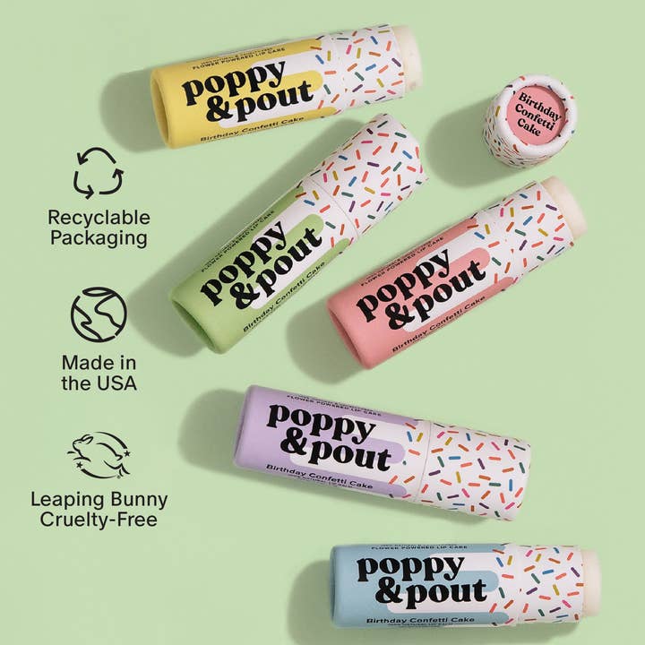 Poppy & Pout - Wholesale Lip Balm - Lip Balm, Birthday Confetti Cake, Pink