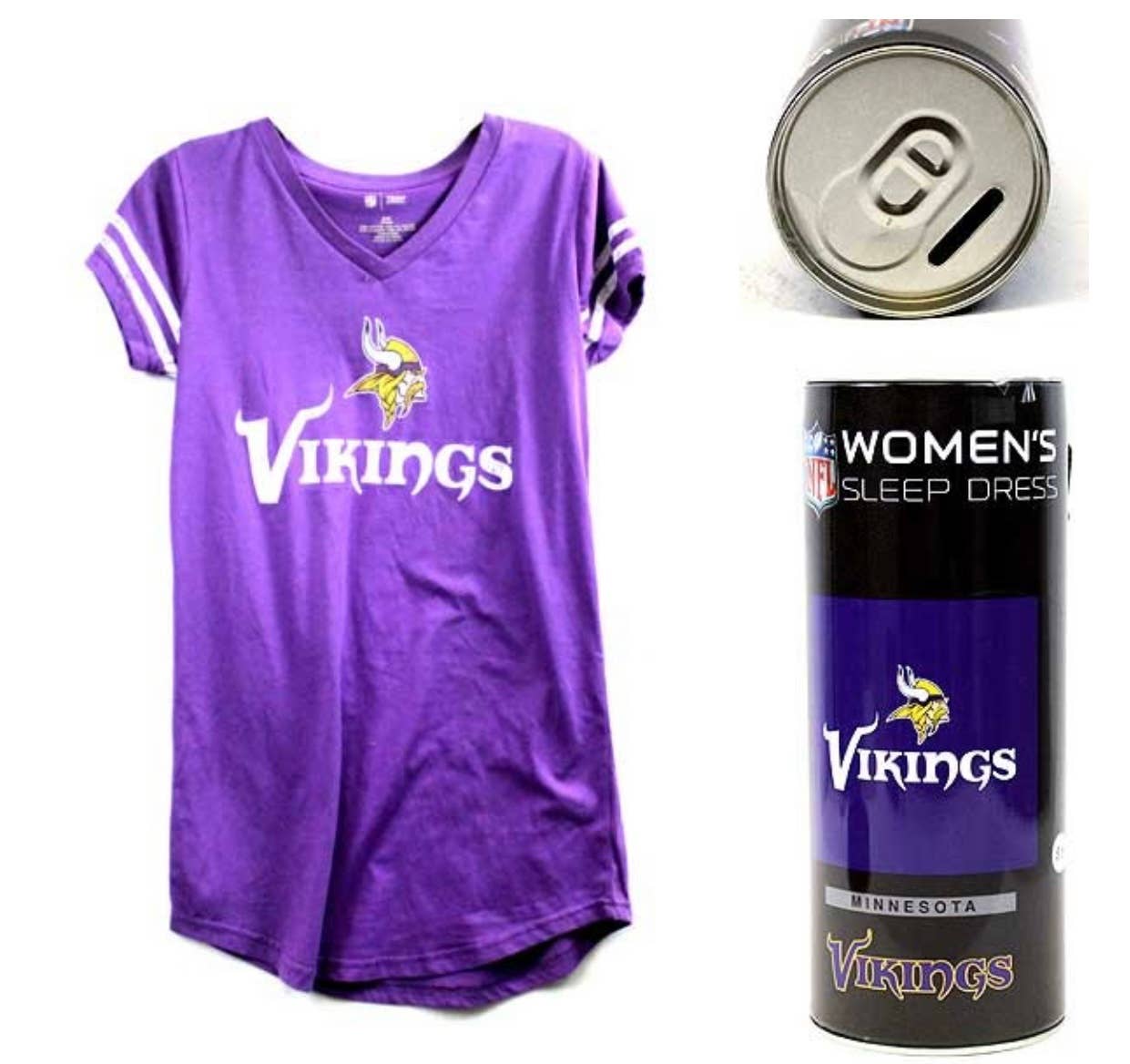St. Louis Wholesale LLC - Wholesale Sleepwear Set - Women's - Minnesota Vikings Set- Sleep Shirts in Can- ALL SIZE MEDIUM0