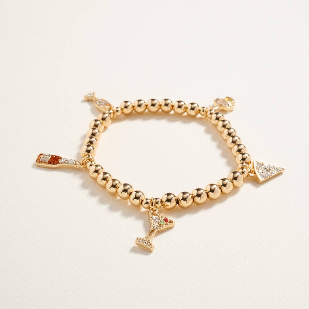 Designature New York - Wholesale Charm/Dangle Bracelet - Wine Rhinestone Charm Beaded Stretch Bracelet2