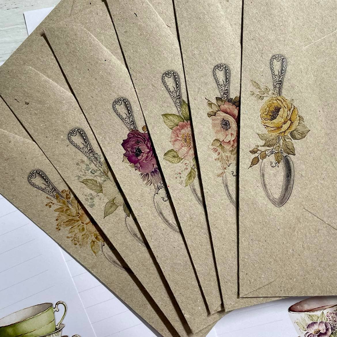 Scattered Seed Co - Wholesale Stationery/Notecard Set - Vintage Teacup Letter Writing Paper Set3