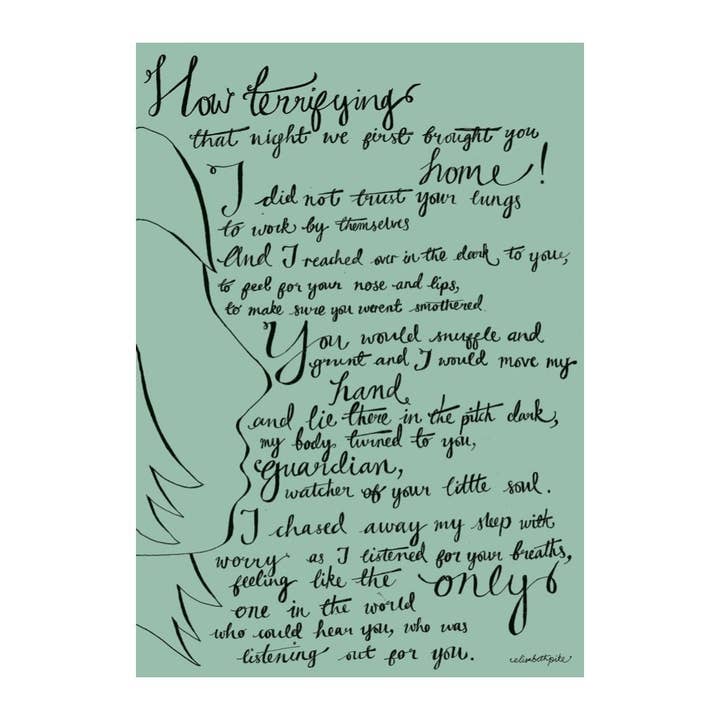 How Terrifying, Original poem print by Elisabeth Pike for wholesale by Little Bird Editions