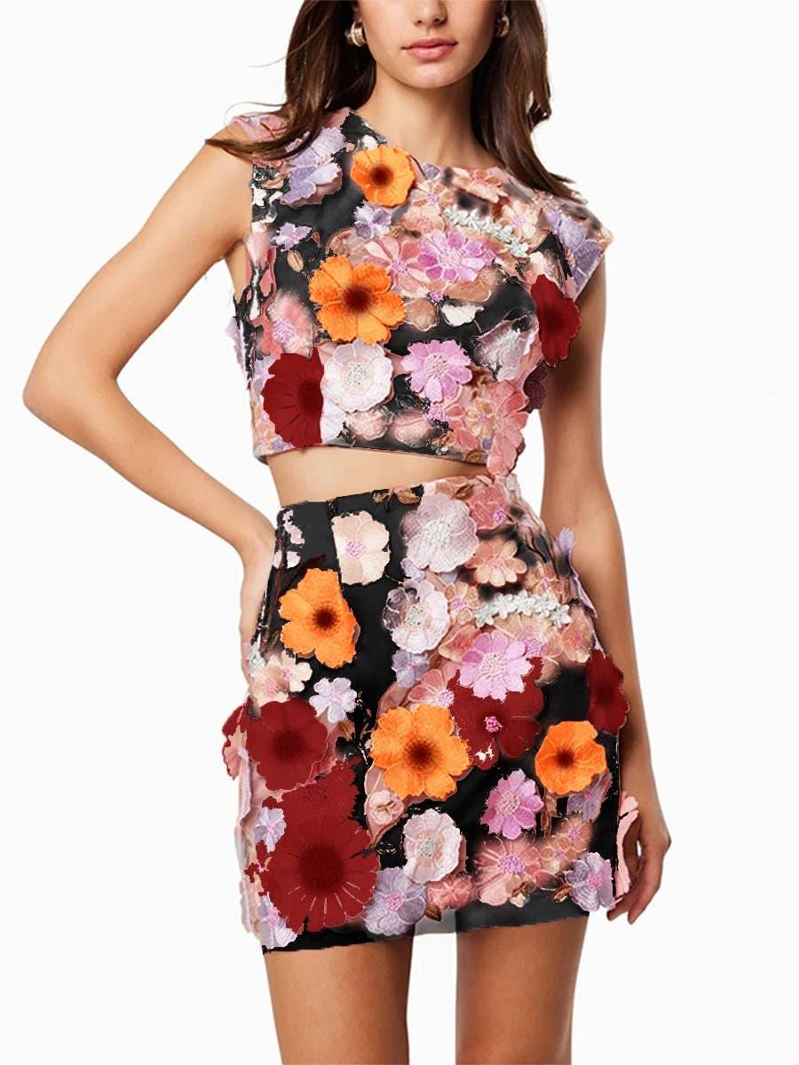 Blue Flower SY066 Elegant Embroidered Crochet Ensemble for wholesale on Faire4