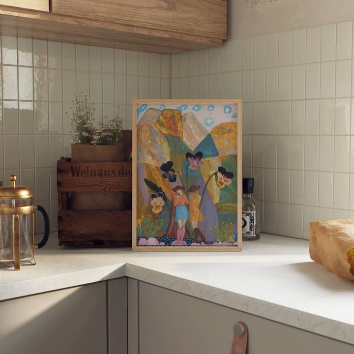 El Baker Art - Wholesale Art Print - Cowgirl Collage Print | Colorful Pansies Poster - Vintage Western Wall Art12