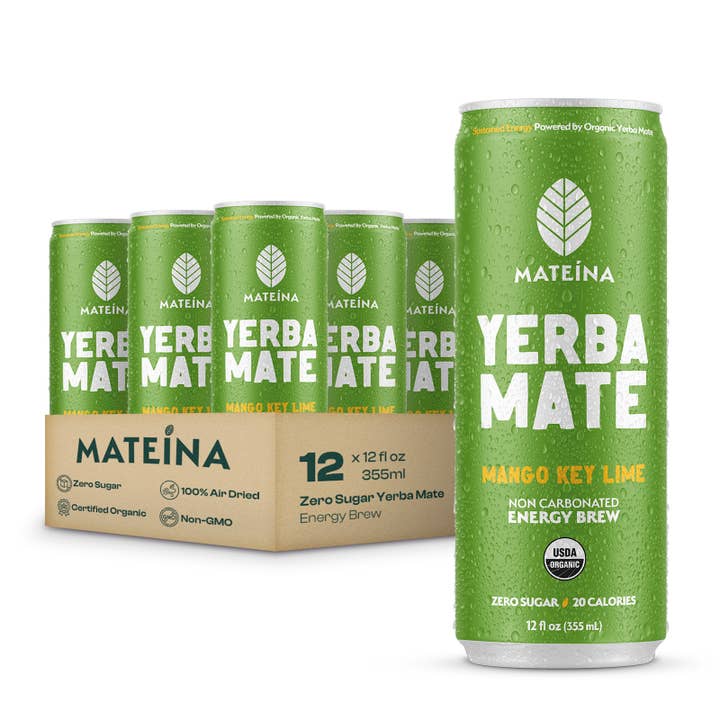 Mango Key Lime | Mateina Yerba Mate 12 Pack (12oz Cans) for wholesale by Mateina