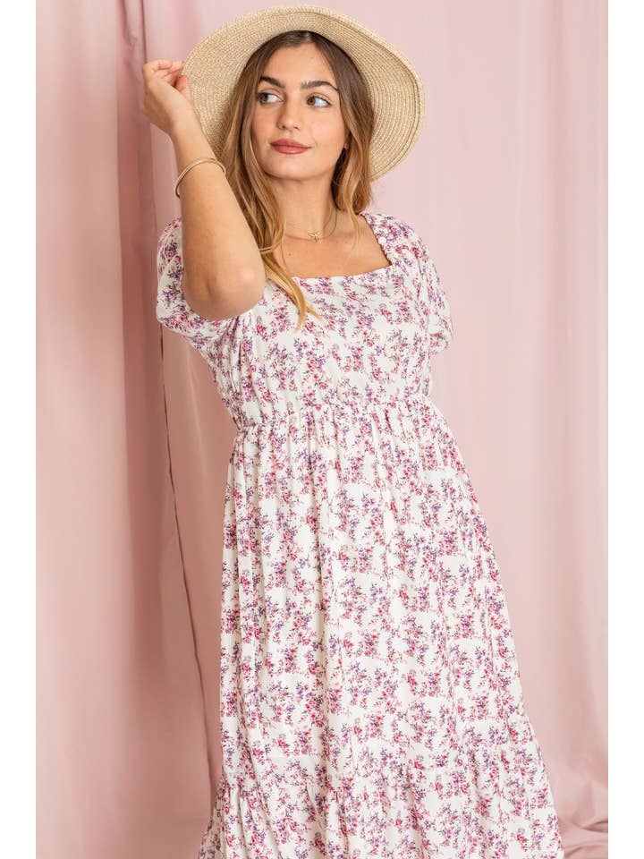 EG fashion - Vendita all'ingrosso Vestito - Donna - Prendisole con scollo quadrato a fiori taglie forti7