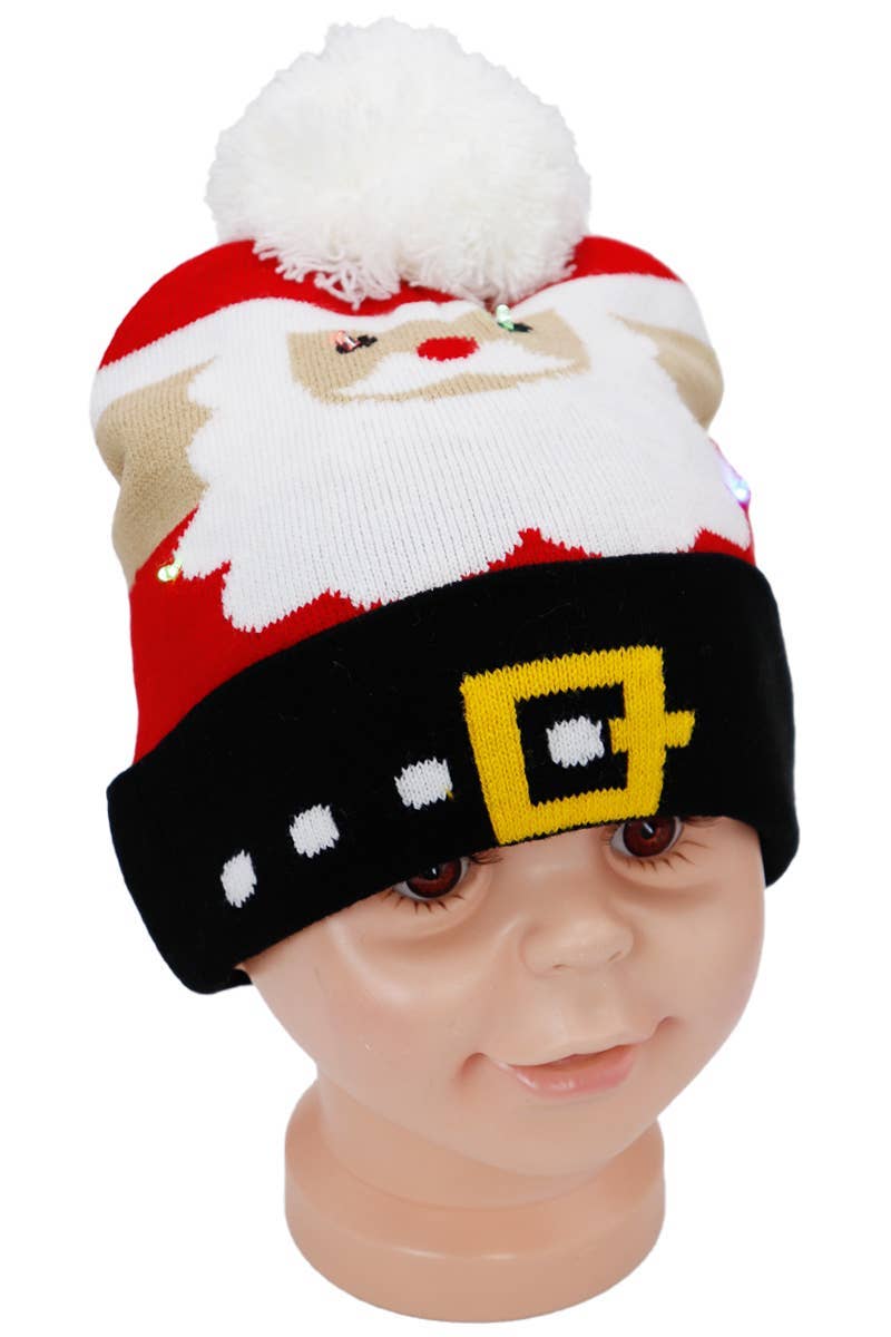 ASSORTED Big Kids Christmas Led Light-up Single Pom Beanie for wholesale on Faire1