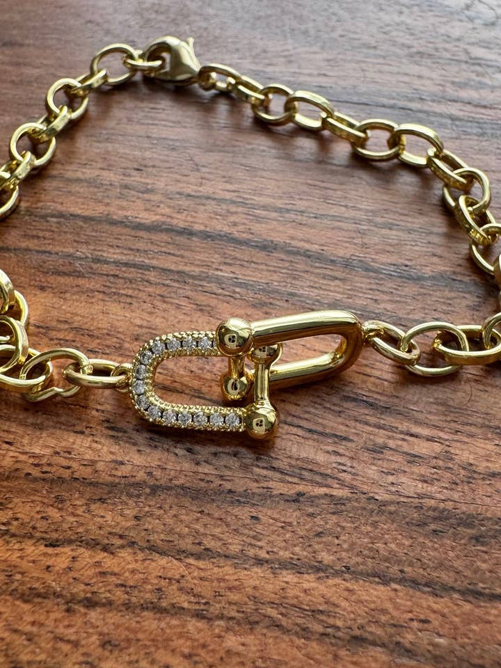 Pavé Buckle Chain Bracelet for wholesale by Loulu Designs