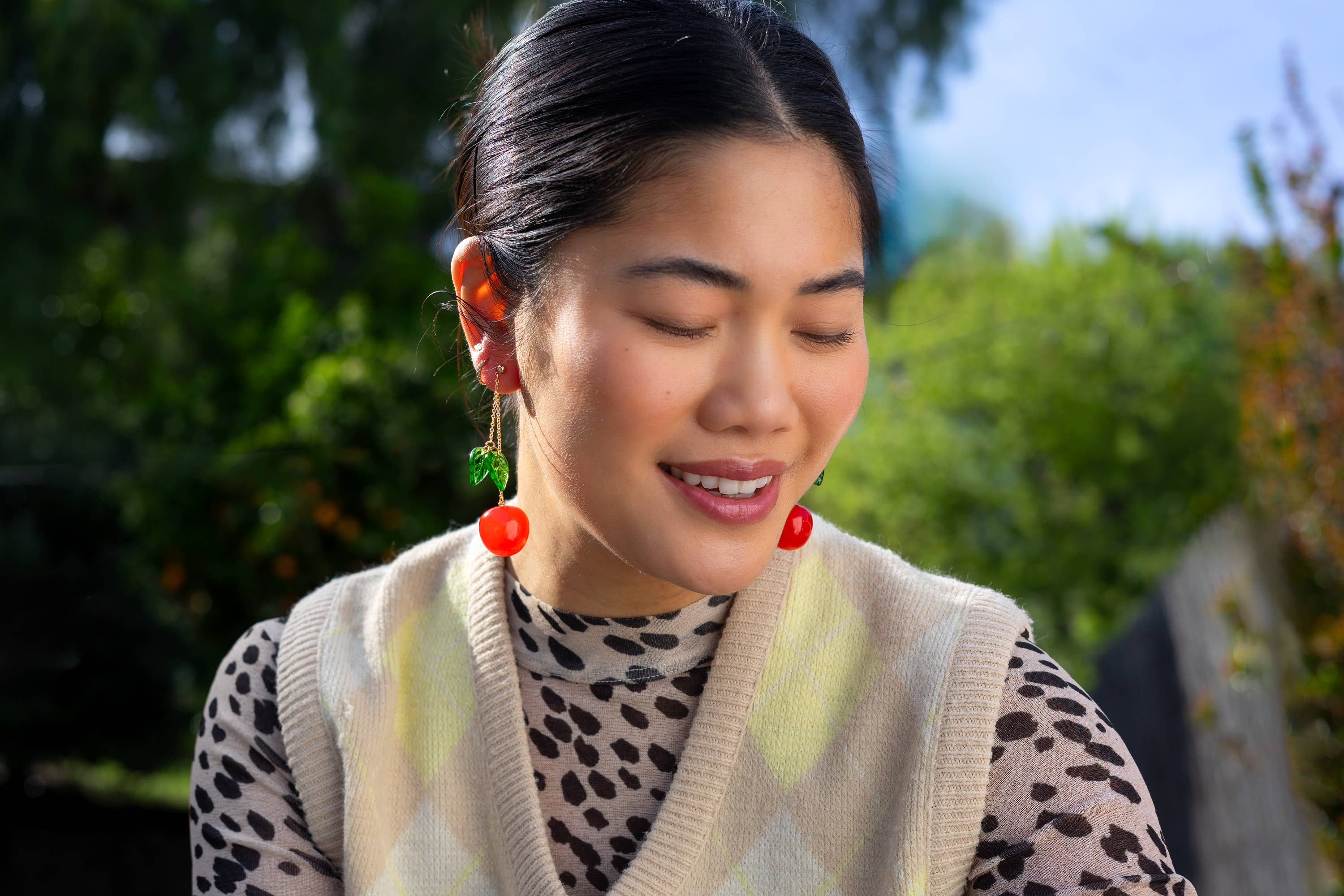 Peter and June - Wholesale Dangle Earrings - Cherry Bomb Layered Earrings - 18K Gold Plated/Murano Glass1