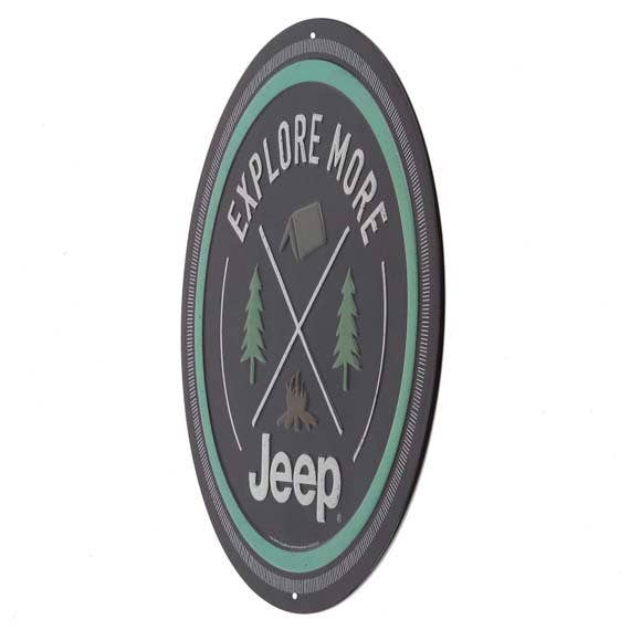 Open Road Brands, LLC - Wholesale Sign - Jeep Explore More Round Embossed Metal Sign1