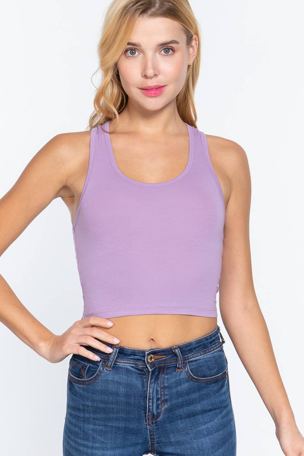 42POPS - Wholesale Knit Top - Women's - ,,.42POPS Fitted Racerback Cotton Spandex Jersey Crop16