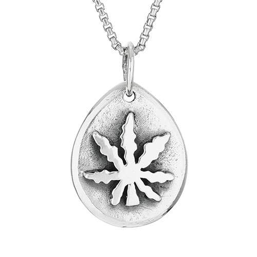 Teardrop Weed Sterling Silver Pendant for wholesale by Tiger Mountain Jewelry