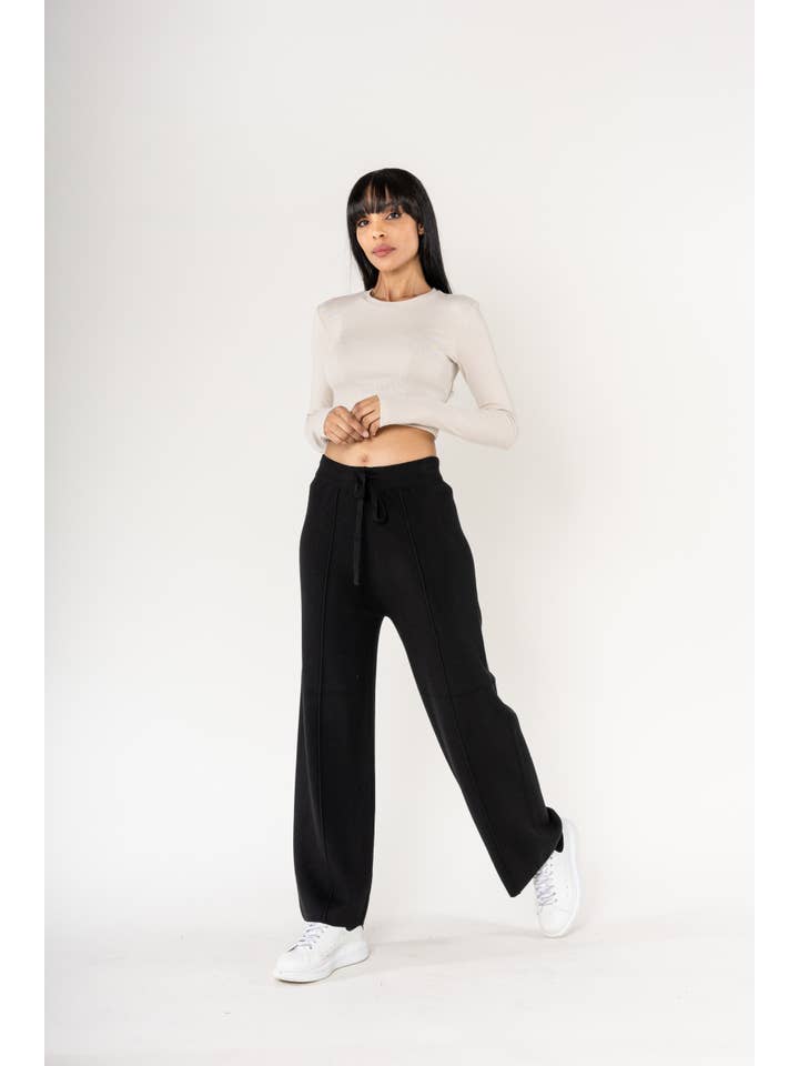 Nina Carter - Wholesale Pants - Women's - F025 Flared Cocooning Comfort Knit Trousers