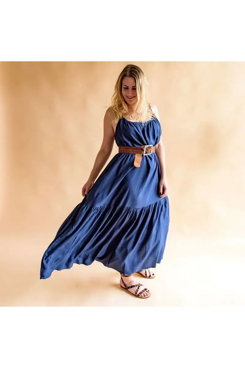 Eglantine et Zoé - Wholesale Fabric - Atlantic Blue Viscose Crepe Fabric1