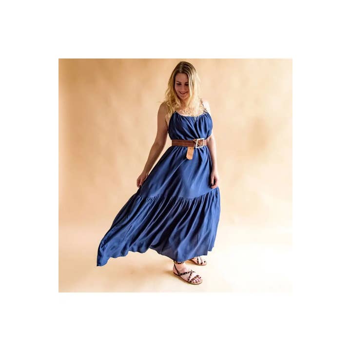 Eglantine et Zoé – wholesale Fabric – Atlantic Blue Viscose Crepe Fabric1