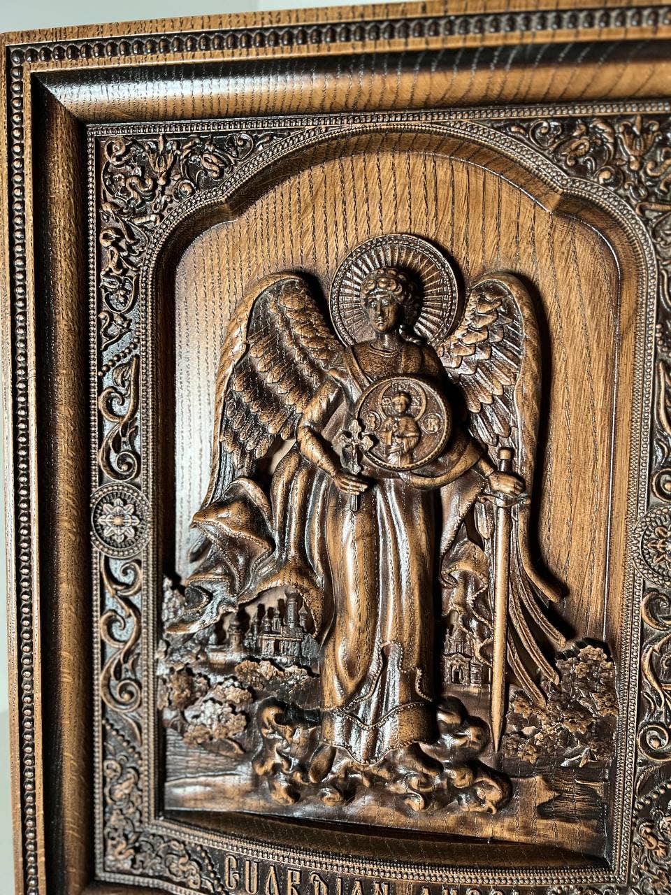 KozakWorkshop – wholesale Wall Accent – Guardian Angel wooden wall handmade decor christian art3