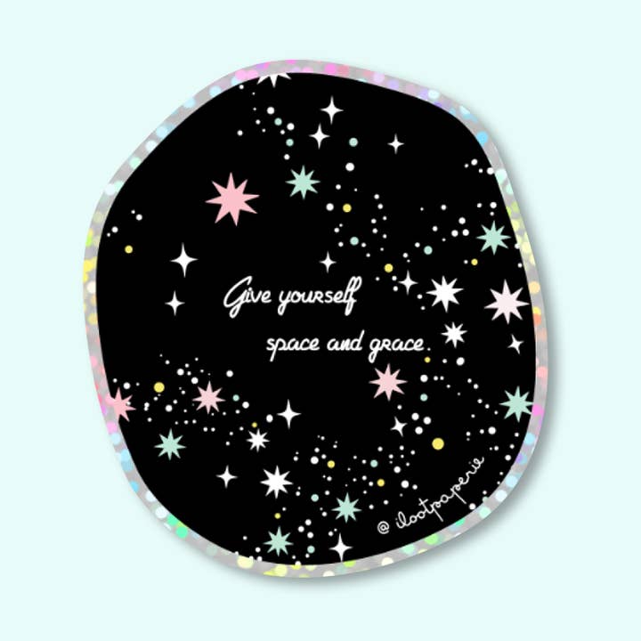 Glitter! Space and Grace Single Sticker for wholesale by ILOOTPAPERIE