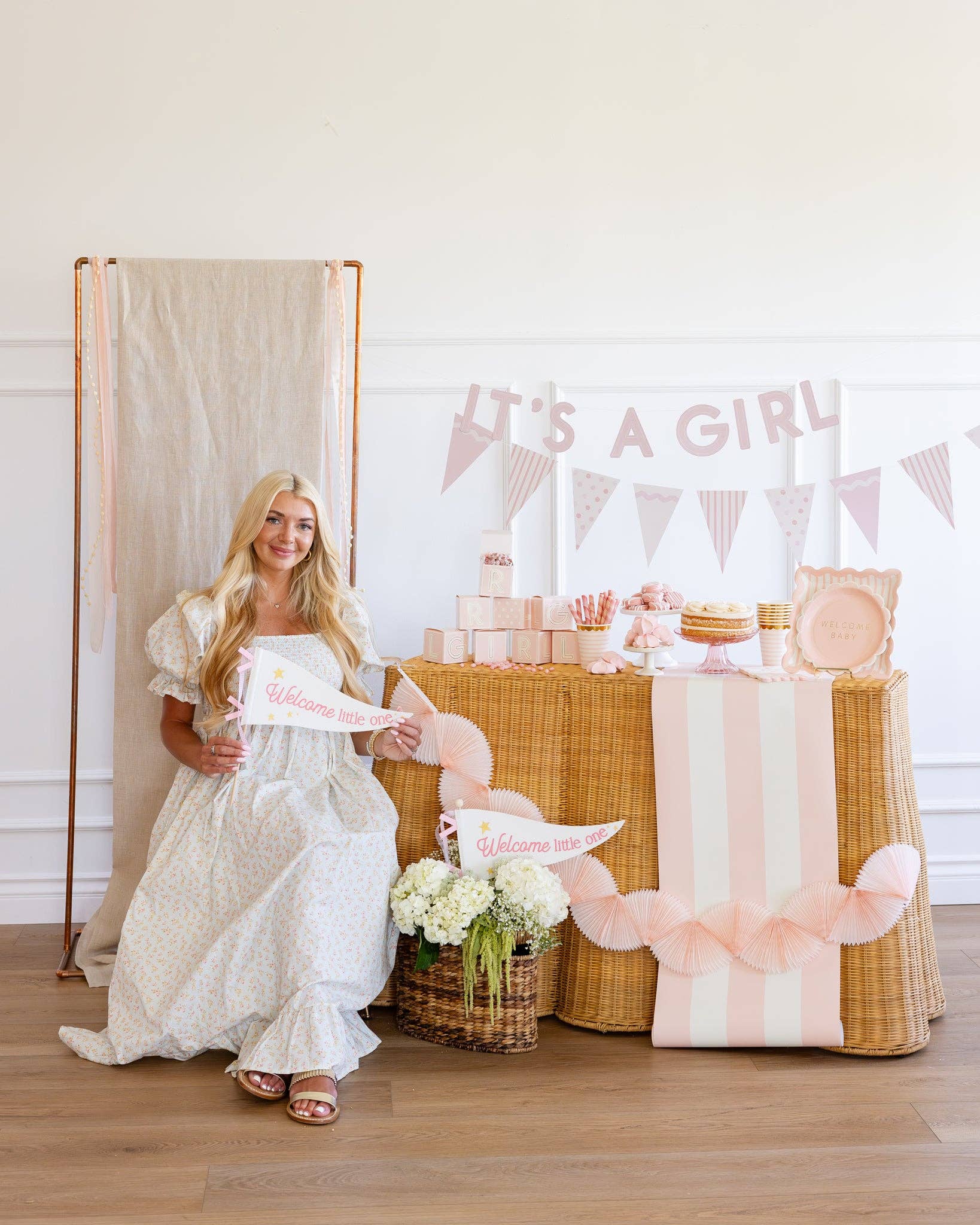 My Mind’s Eye - Wholesale Feestbord/banner - BAB1115 - Welkom Kleintje Roze Vlaggenlijn3