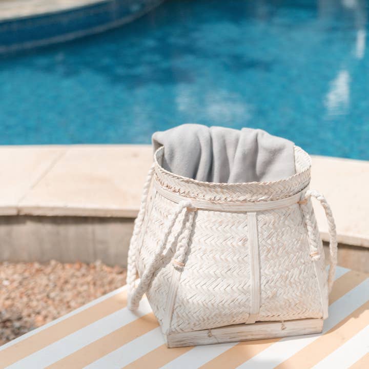 Cesto Branco BIKU Cesto Planta Cesto de Bamboo Arrumação Boho por atacado de Soeji