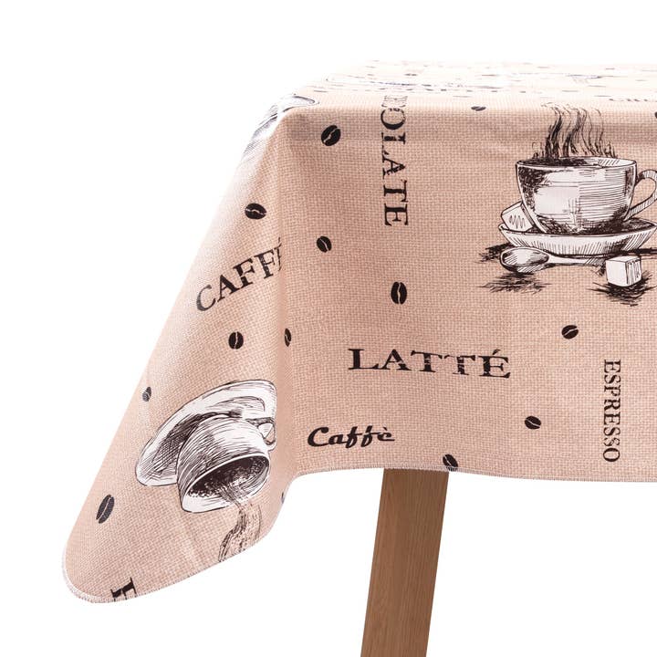 Ray Star - Wholesale Tablecloth - RAY STAR Light brown vintage coffee Tablecloth With Flannel Backing Round and Rectangle