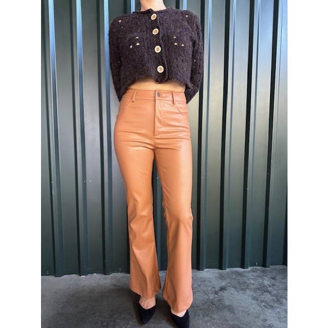 Vegan Leather High Waisted Pants - YP273 for wholesale by Audrey 3+1