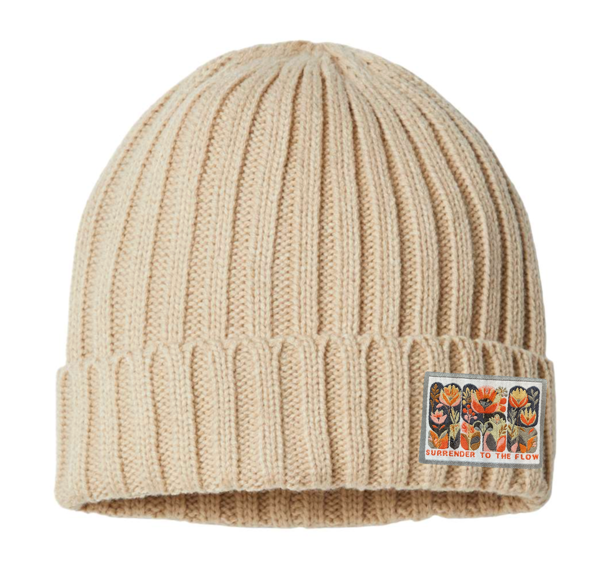 Spruce Seed – wholesale Beanie – Women's – Knit Beanie-Fisherman Hat- Surrender to the Flow Patch1