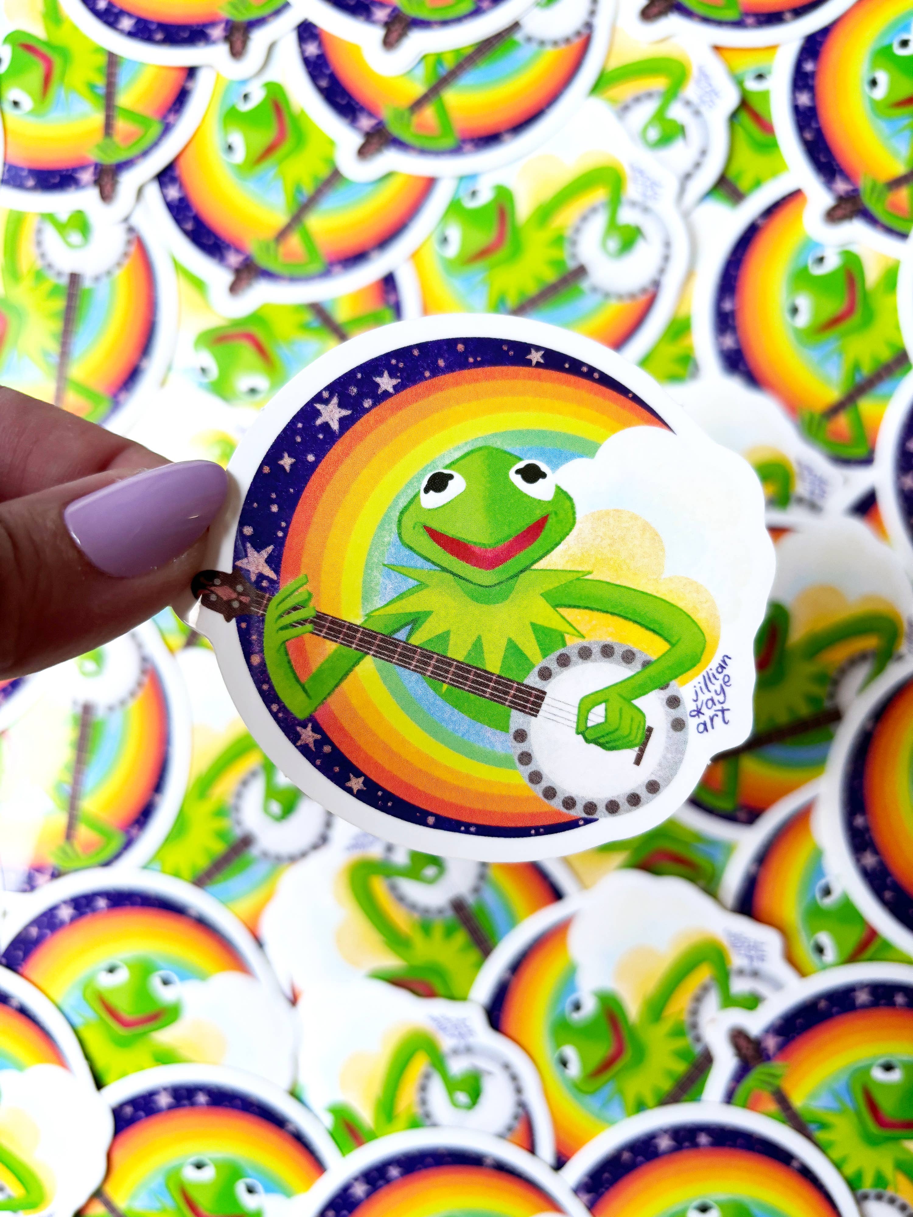 Jillian Kaye Art - Wholesale Phone & Laptop Stickers - Kermit the Frog Rainbow Connection 3" Vinyl Sticker1