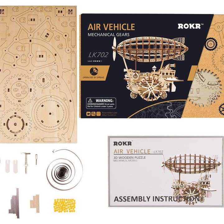 Magnote - Wholesale DIY Craft Kit - ROKR Air Ship Mechanical Wooden Gear 3D Puzzle Kit2