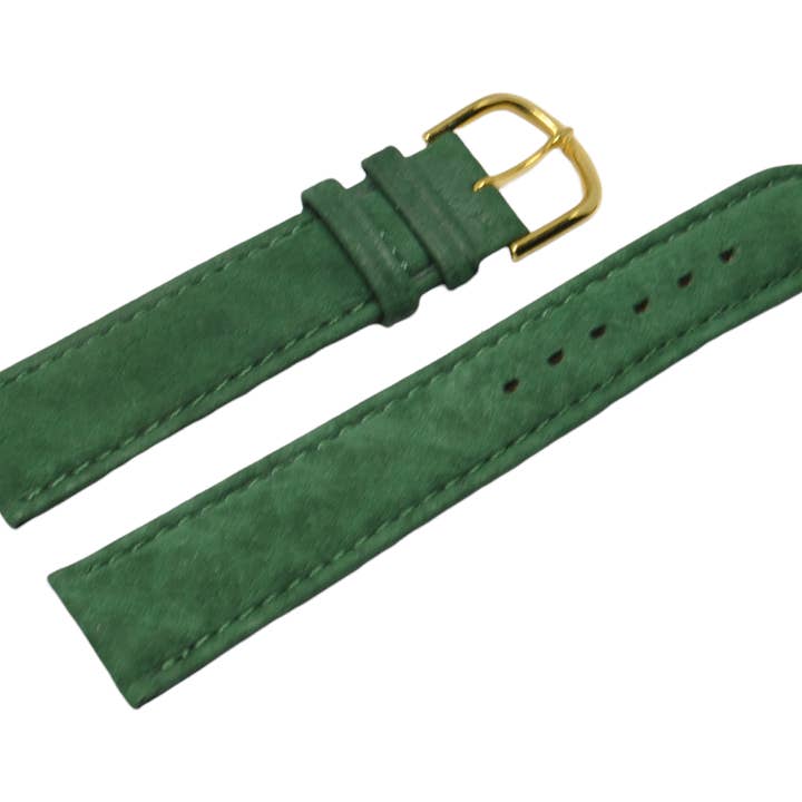 18 mm green Domed nubuck leather watch strap for wholesale by BRACELETS MONTRE ACH