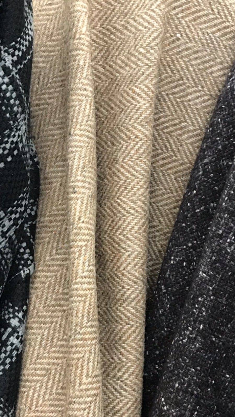 Fancy Styles Fabric - Wholesale Fabric - Designer 100% Wool Brown Beige Herringbone Woven Coat Fabric- 58” Wide7