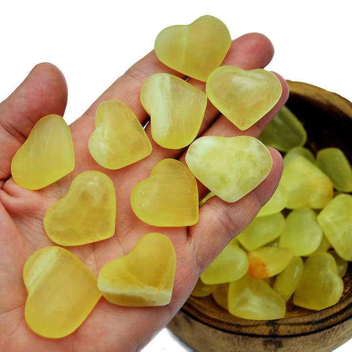 Kaia & Crystals - Wholesale Spiritual Stone/Crystal - Lemon Calcite Heart (25mm - 40mm)