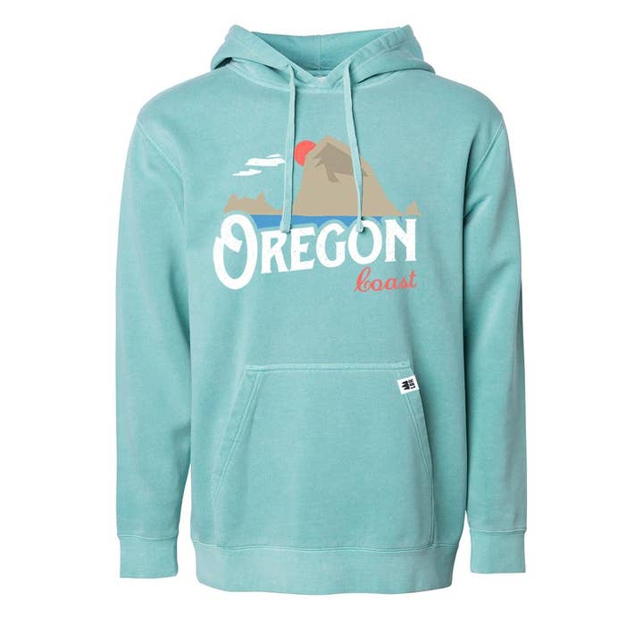 Oregon Coast Vintage Haystack Rock | Premium Pullover Hoodie for wholesale by Little Bay Root