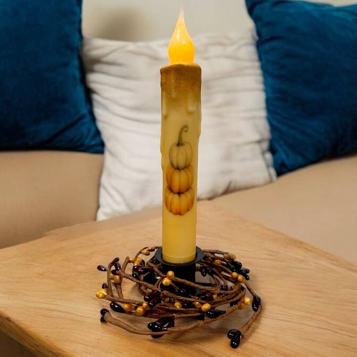 Small Town Dusk - Wholesale Flameless Candle - Pumpkin Stack Fall Battery Operated Timer Taper Candles