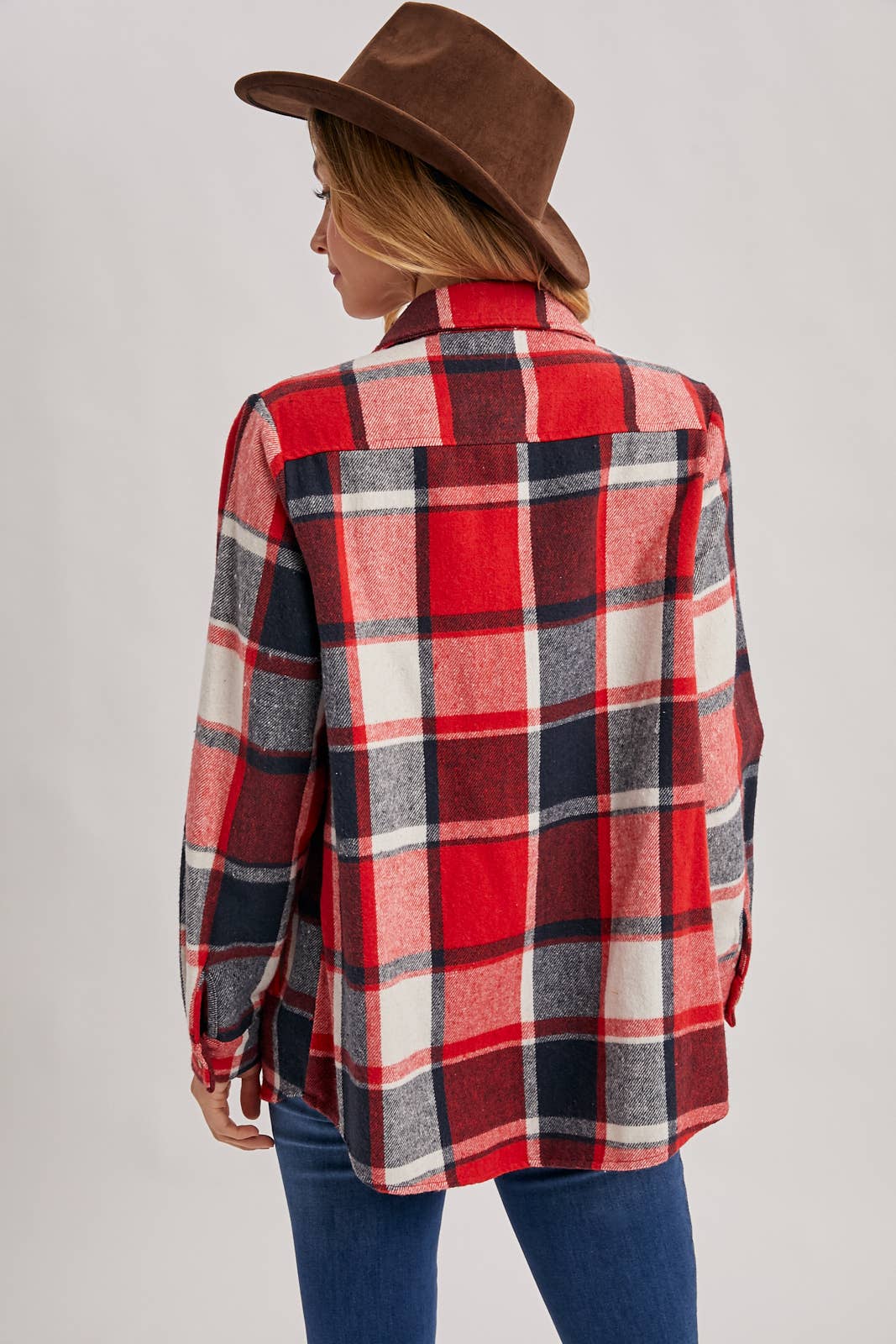 Bluivy - Wholesale Shirt Jacket/Shacket - Women's - FLANNEL PLAID SHACKET WITH POCKETS26