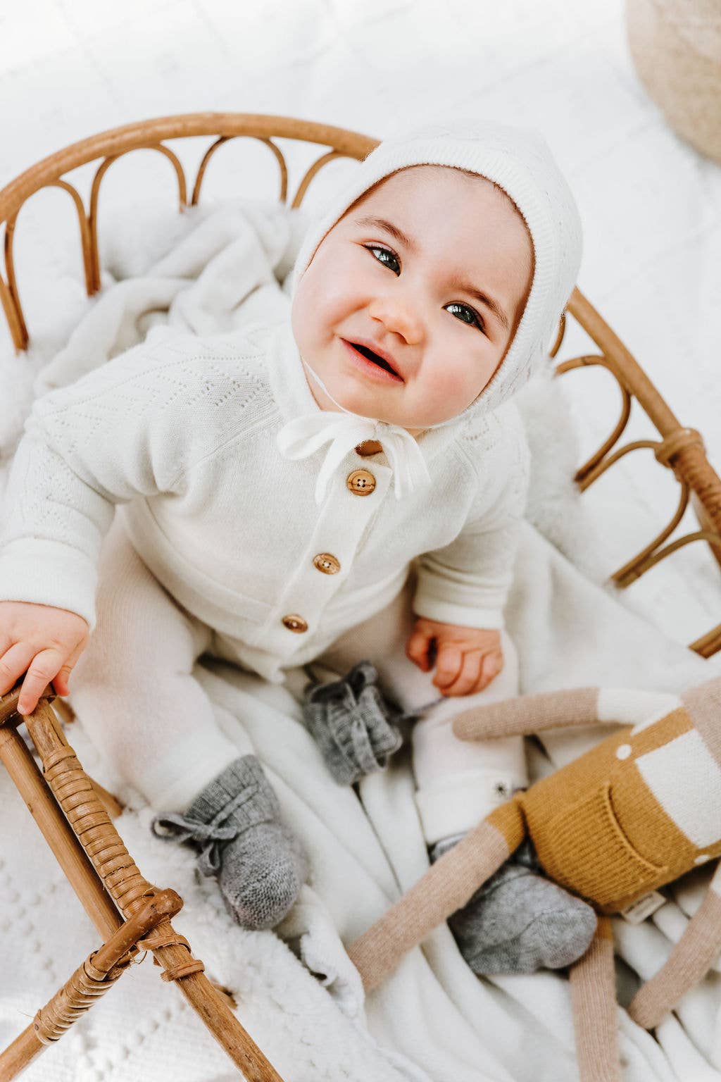 Lunö Tricot - Wholesale Newborn/Knit Hat - Baby - Cashmere Baby Hat - Penelope White2