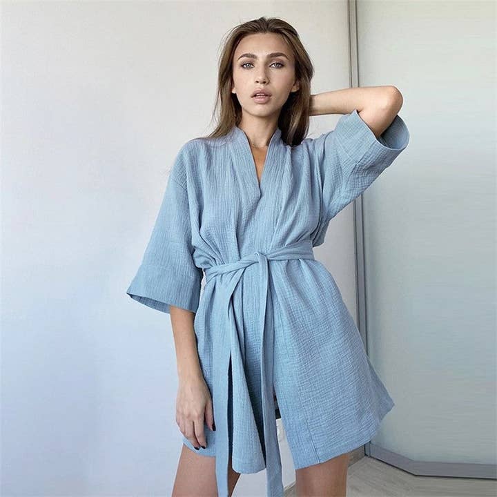 Plush Looks - Venta al por mayor Bata - Mujer - Bata corta de gasa de doble capa