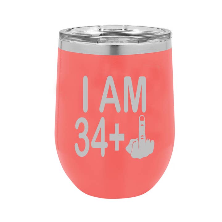 Calm Down Caren - Wholesale Insulated Mug/Tumbler - I am 34 + Middle Finger Polar Wine Tumbler - 35th Birthday2