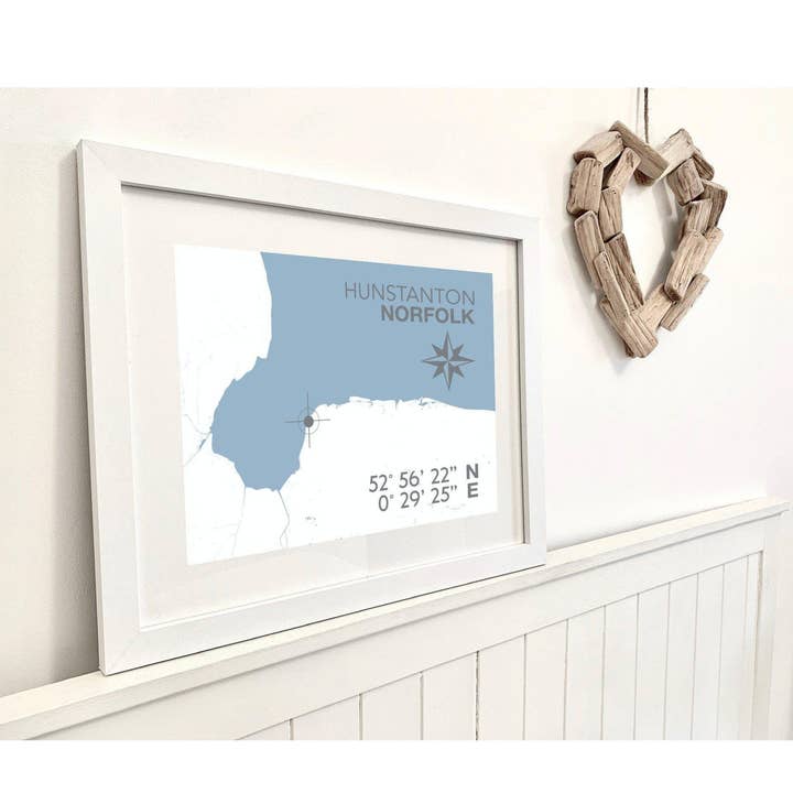 Impresión de mapa costero de Hunstanton para venta al por mayor de SeaKisses