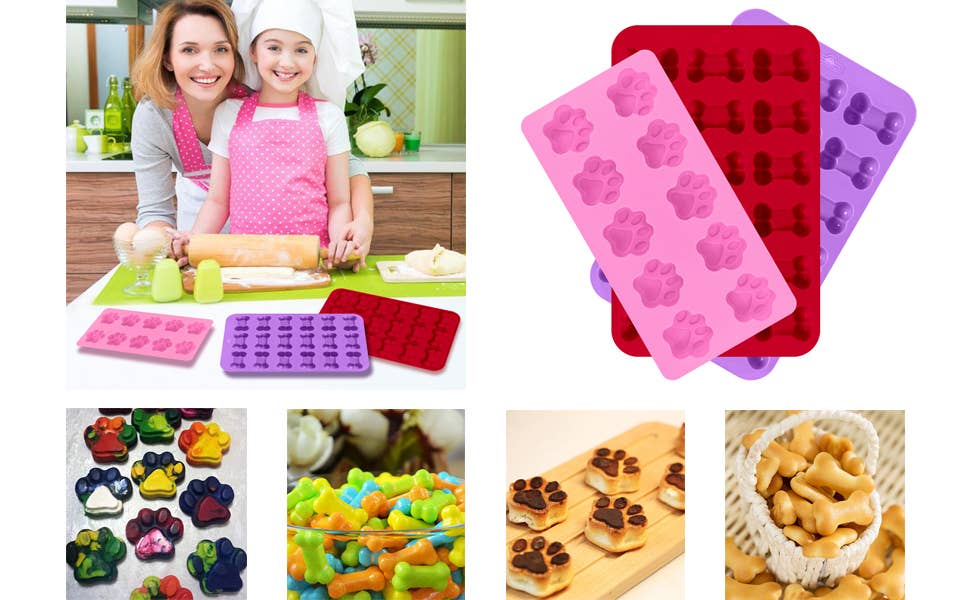 Healthy Hound - Wholesale Chocolate/Candy Mold - Dog Paw and Bone Silicone Ice Mold Trays, Reusable Cold/Hot 3