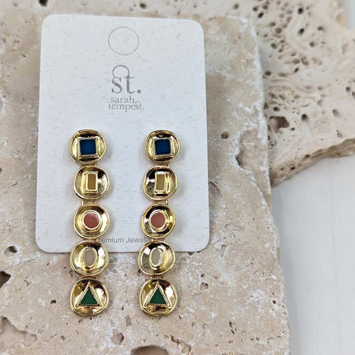 Pendientes colgantes con incrustaciones en forma de esmalte bizantino para venta al por mayor de Tempest Designs