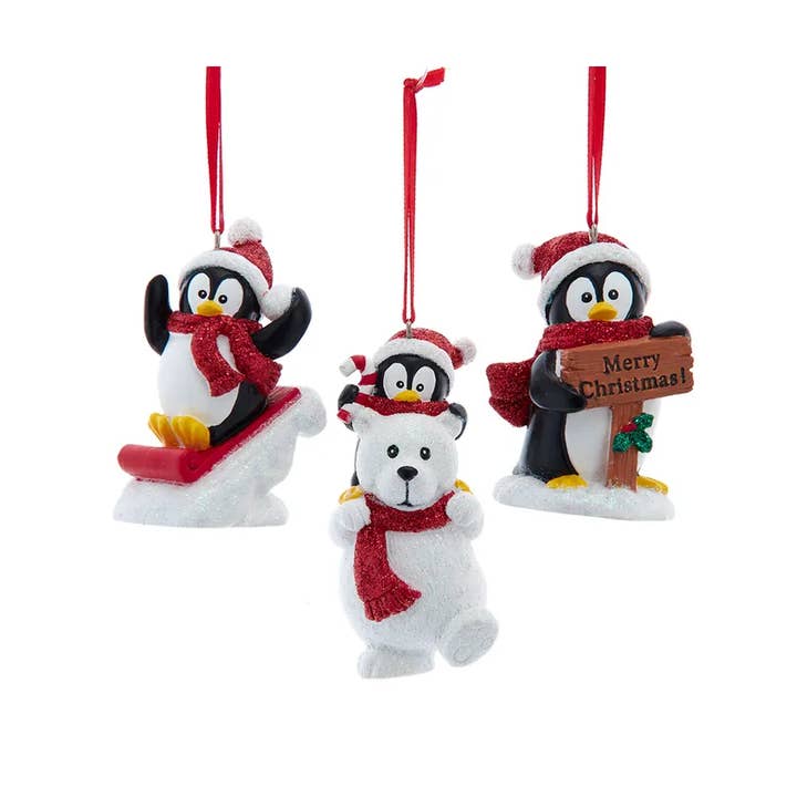 3" Resin Penguin Ornament 3 Assorted for wholesale by Kurt S. Adler, Inc.