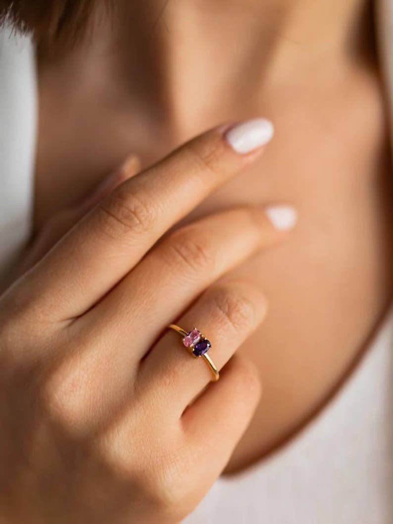 JoyPersonalized - Vente Bague avec plusieurs pierres - Bagues Familiales avec Pierres de Naissance, Bague en Pierres Précieuses6