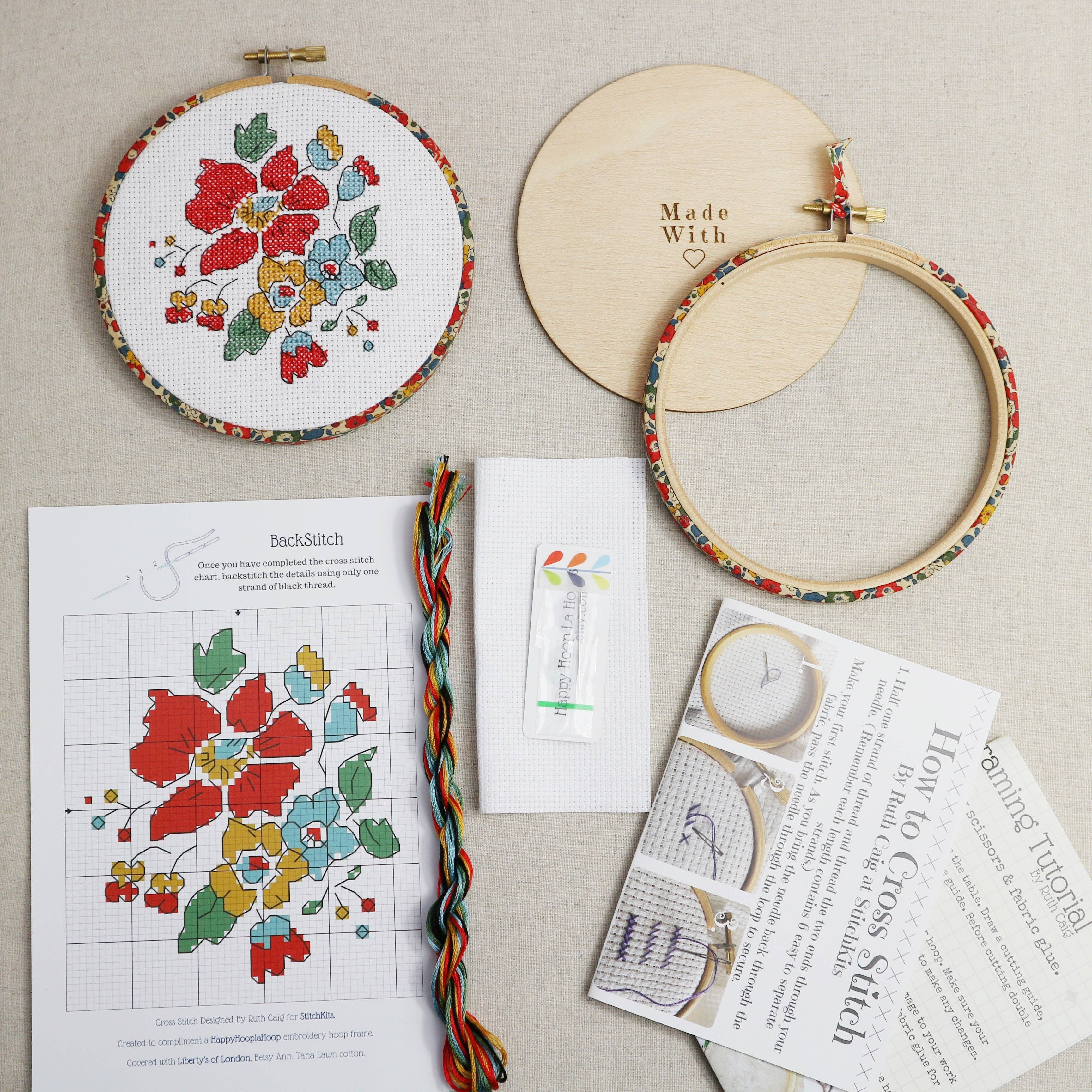 Stitchkits Crafts - Wholesale Embroidery/Cross Stitch Supplies - Floral Cross Stitch Kit Embroidery Hoop Kits. 1