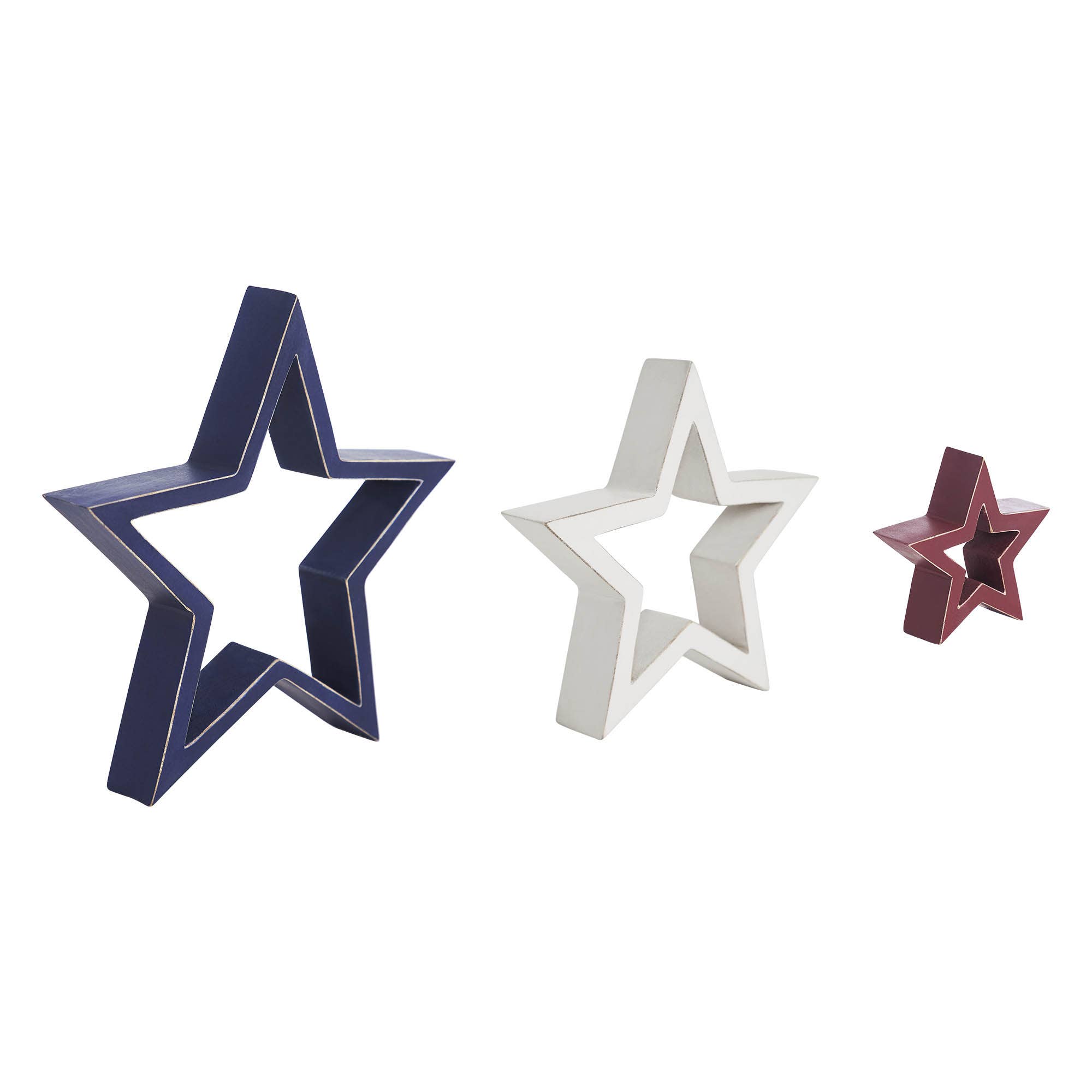 VHC Brands - Wholesale Ornament - Wooden Nested Stars RWB 3-in-1 10x10x1.54