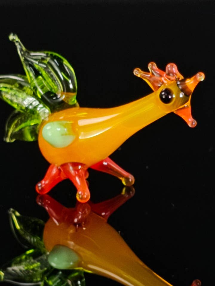 Tail Rooster Figurine, Mini Glass Collectible, Handmade In Ukraine
for wholesale by Glass by Iness