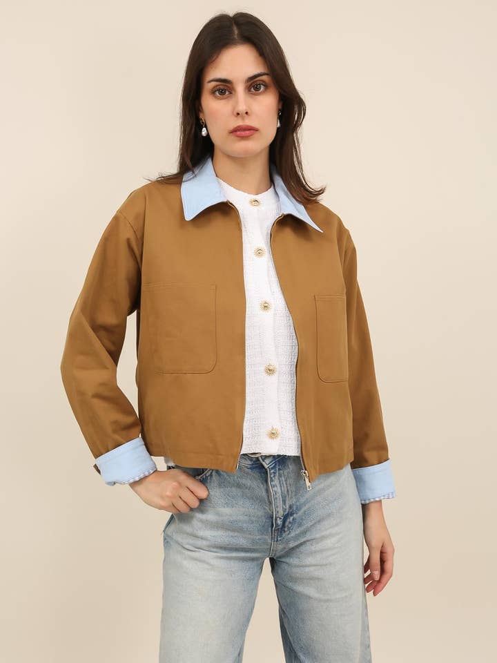 32179 JACKET WITH GINGHAM LINING for wholesale by Daphnea