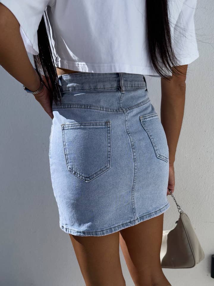 jean Denim skirt with Rhinestones EB086 for wholesale on Faire1