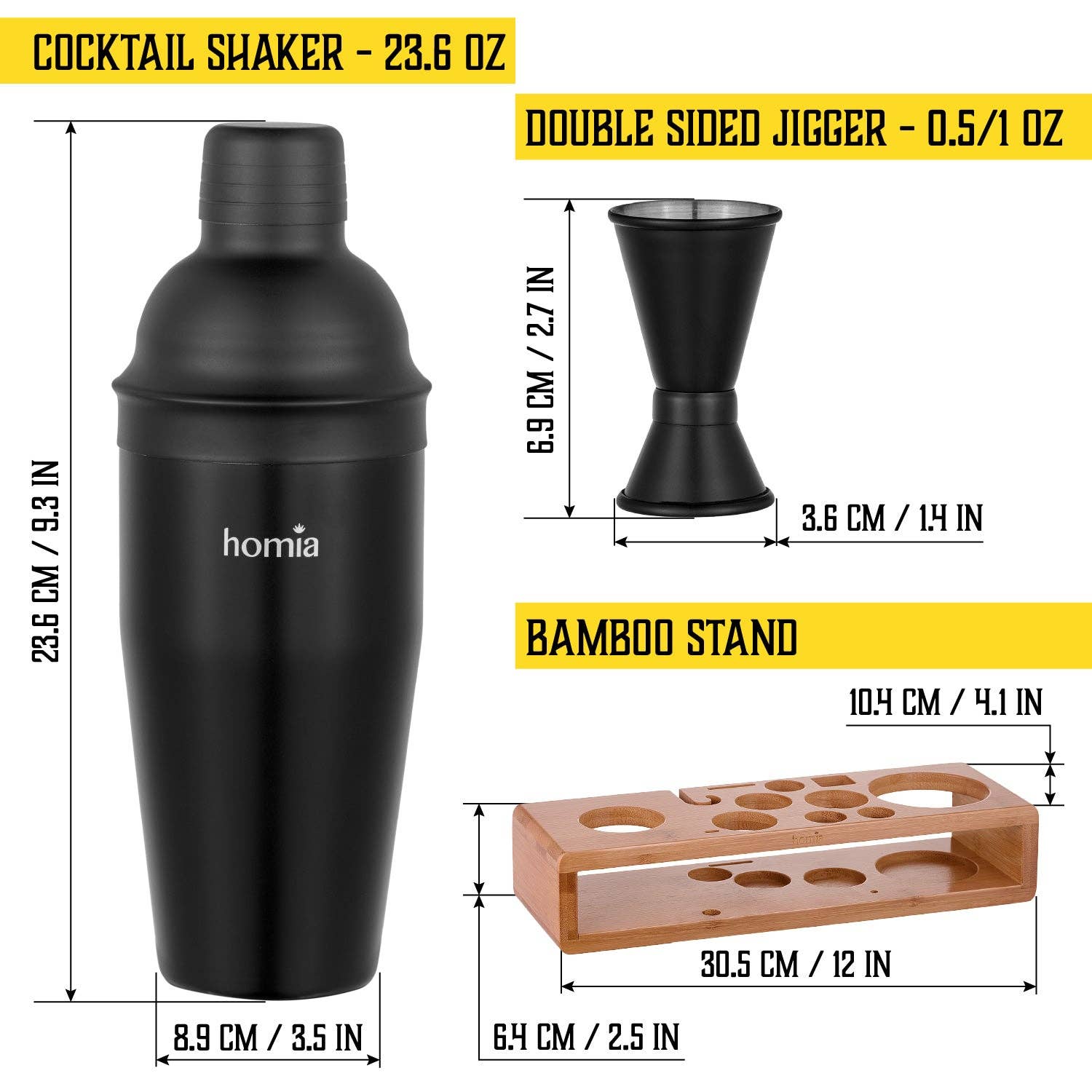 homia - Wholesale Bar Tool - Bamboo Stand Bartender Kit with Whiskey Smoker - 13 pcs8